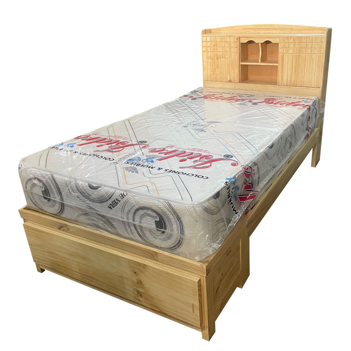 GENERICO - CAMA BIBLIOTECA DE 1 5PLZ PINO