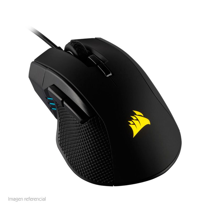 CORSAIR - Mouse Corsair Ironclaw RGB Gaming, 18 000 dpi, 7 botones, Negro, USB.