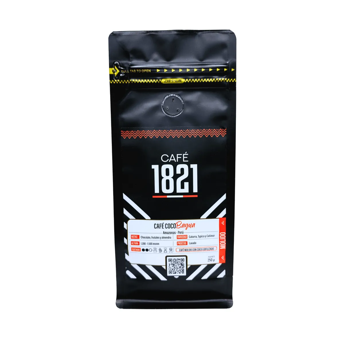 CAFÉ 1821 EL CAFÉ DE TODOS LOS PERUANOS - Café Molido Coco Tostado Medio Amazonas 250g