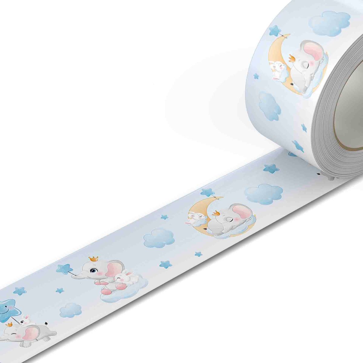 GENERICO - Cenefa Infantil Autoadhesiva Decorativa – Elefantes en Nubes – 5.92 mts