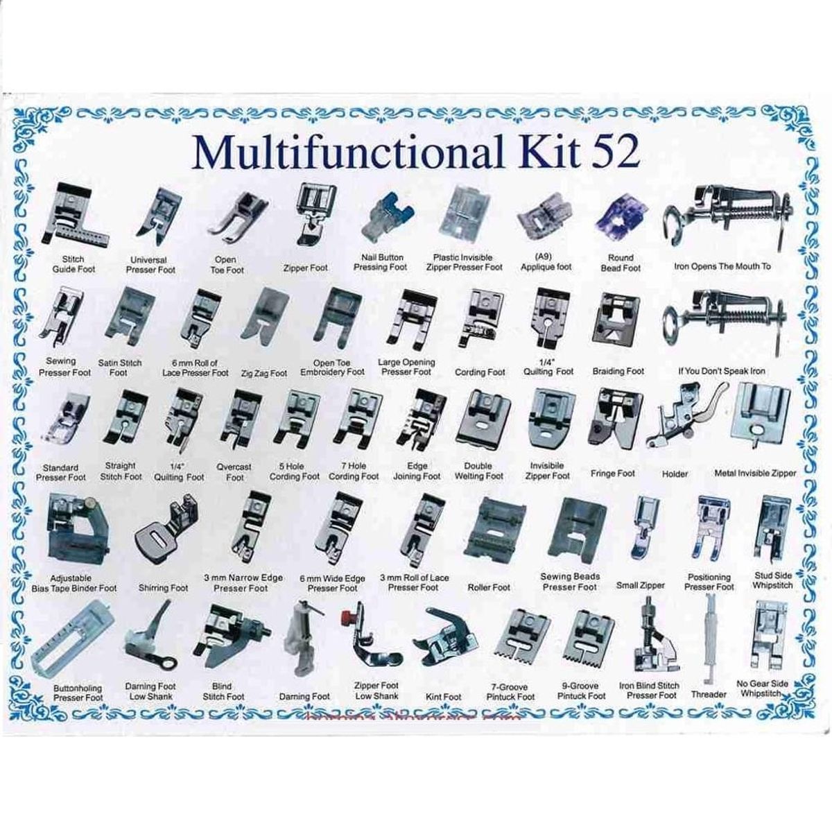 GENERICO - Kit de Prensatelas 52 Pcs para Brother Singer Janome