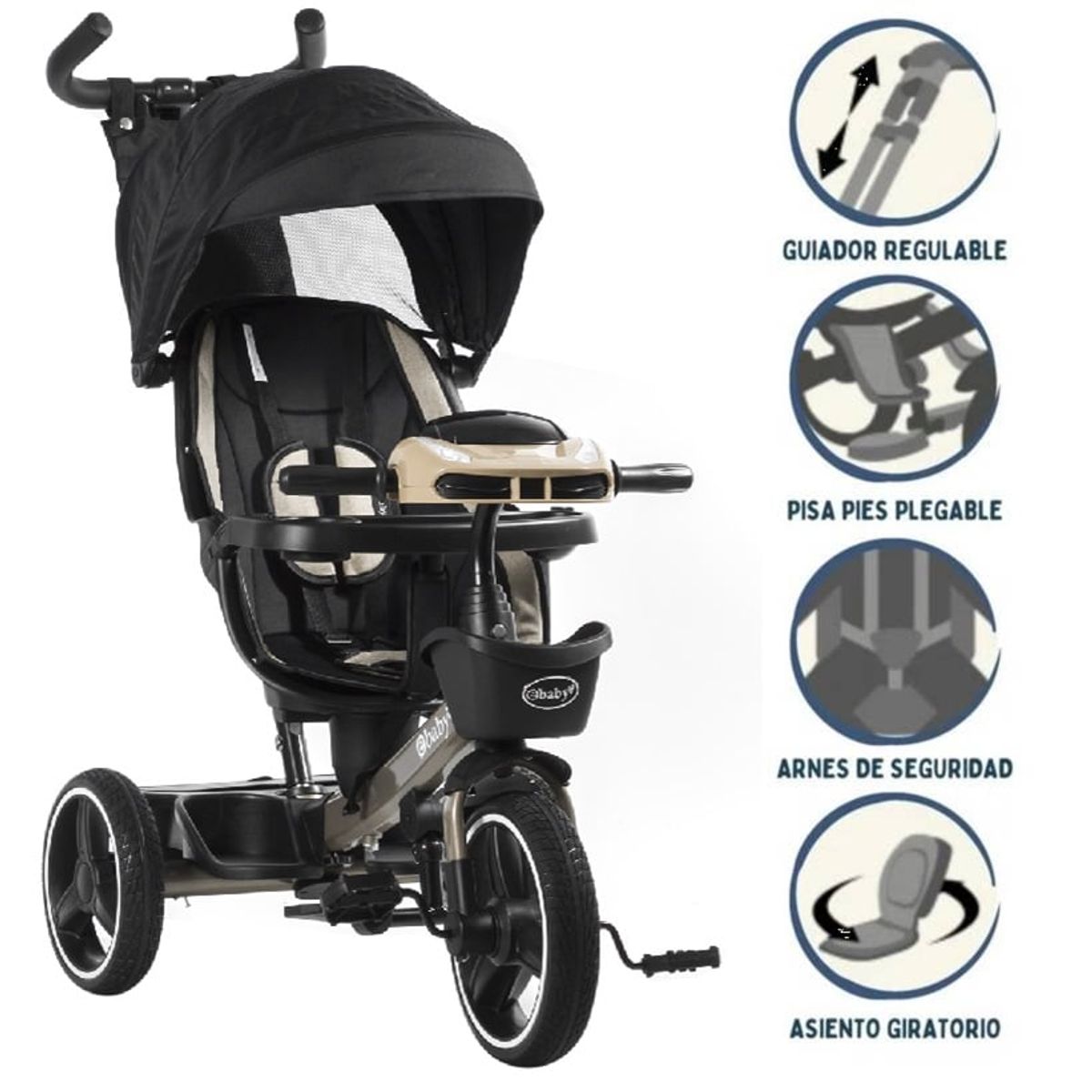 EBABY - Triciclo para Niños USB Venice negro