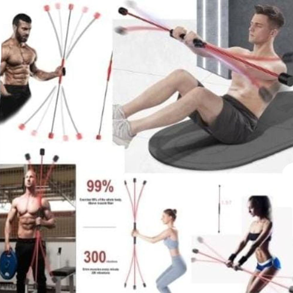 GENERICO - Pack 2 Barra Fitness De Entrenamiento Vibratoria Flexible