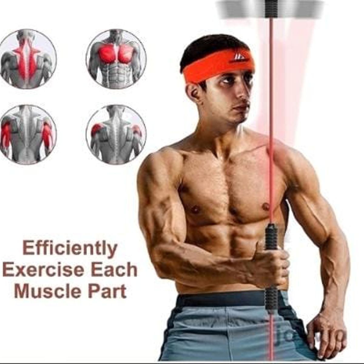 GENERICO - Pack vincha muñequera de sudor mas bara de tonificacion