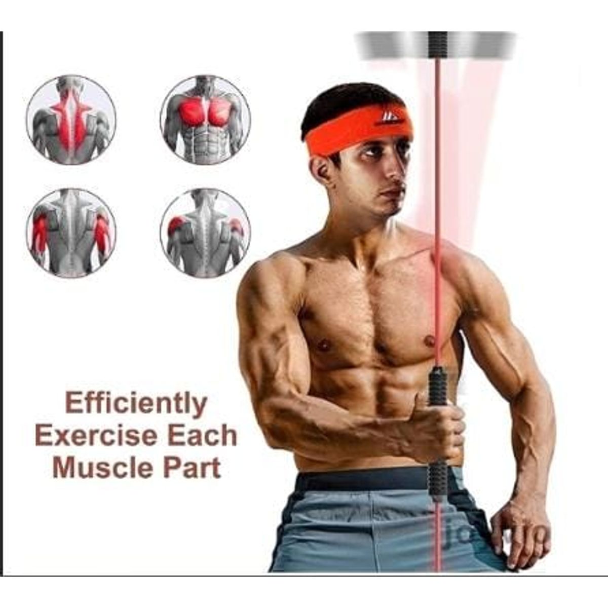 GENERICO - Pack vincha muñequera de sudor mas bara de tonificacion