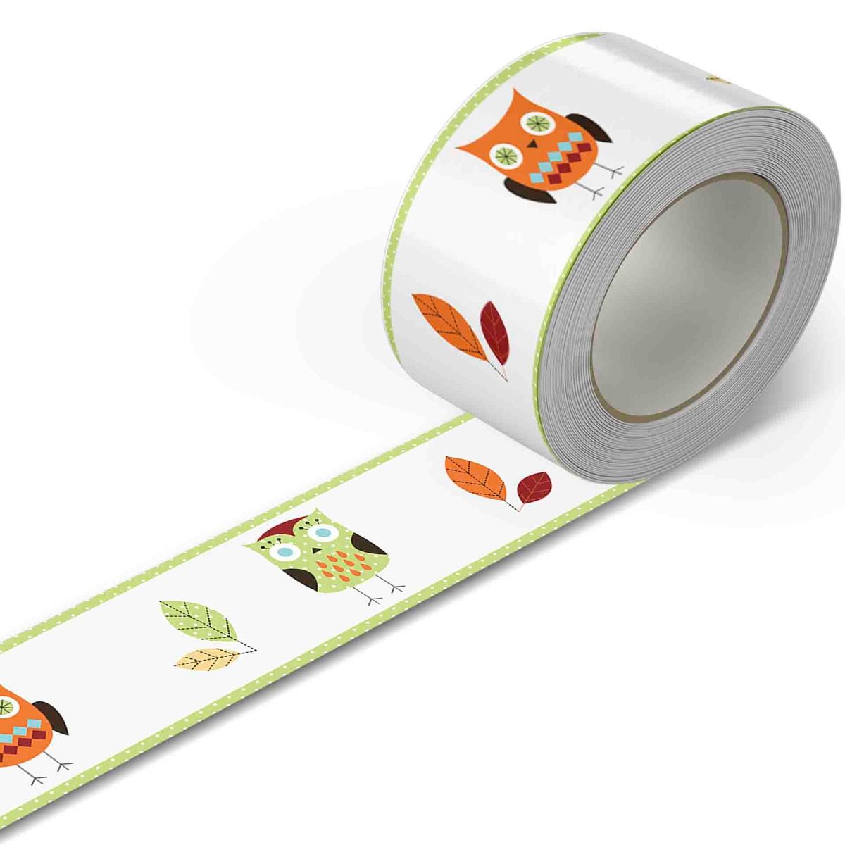 GENERICO - Cenefa Infantil Autoadhesiva para niñas – Buhos puntos verde – 5.92 mts