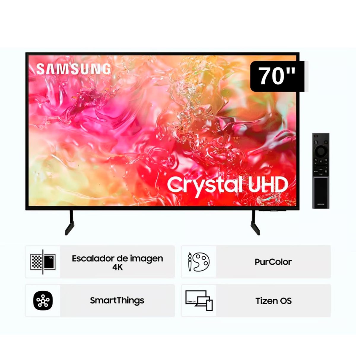 SAMSUNG - Televisor Samsung 70 Smart UHD 4K UN70DU7000G Nuevo Modelo - Negro