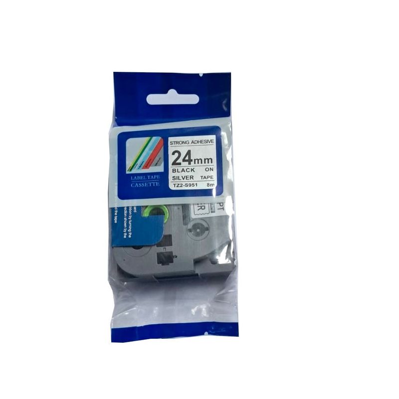 GENERICO - CINTA BROTHER COMPATIBLE TZ2-S951 LETRA NEGRO SOBRE PLATEADO