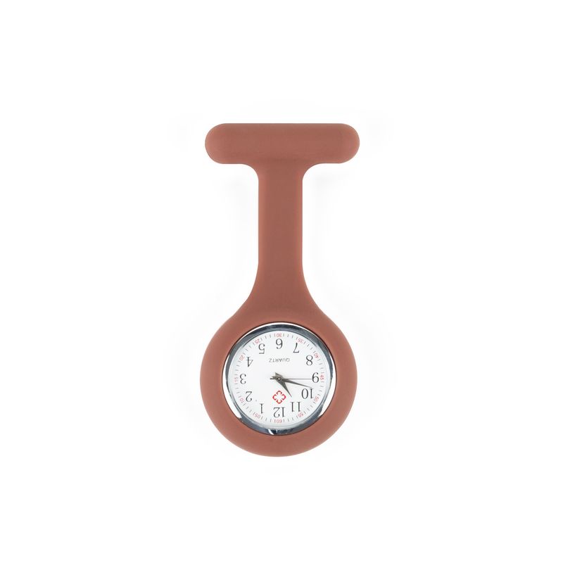 GENERICO - Reloj para Enfermera de Silicona Marrón con Pin Solapa