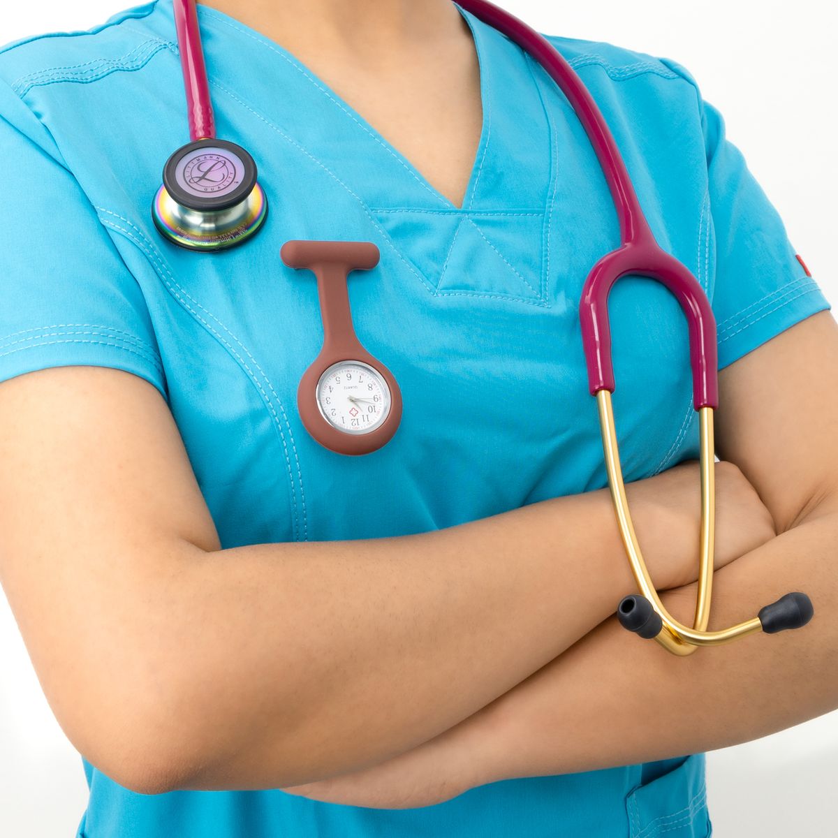 GENERICO - Reloj para Enfermera de Silicona Marrón con Pin Solapa