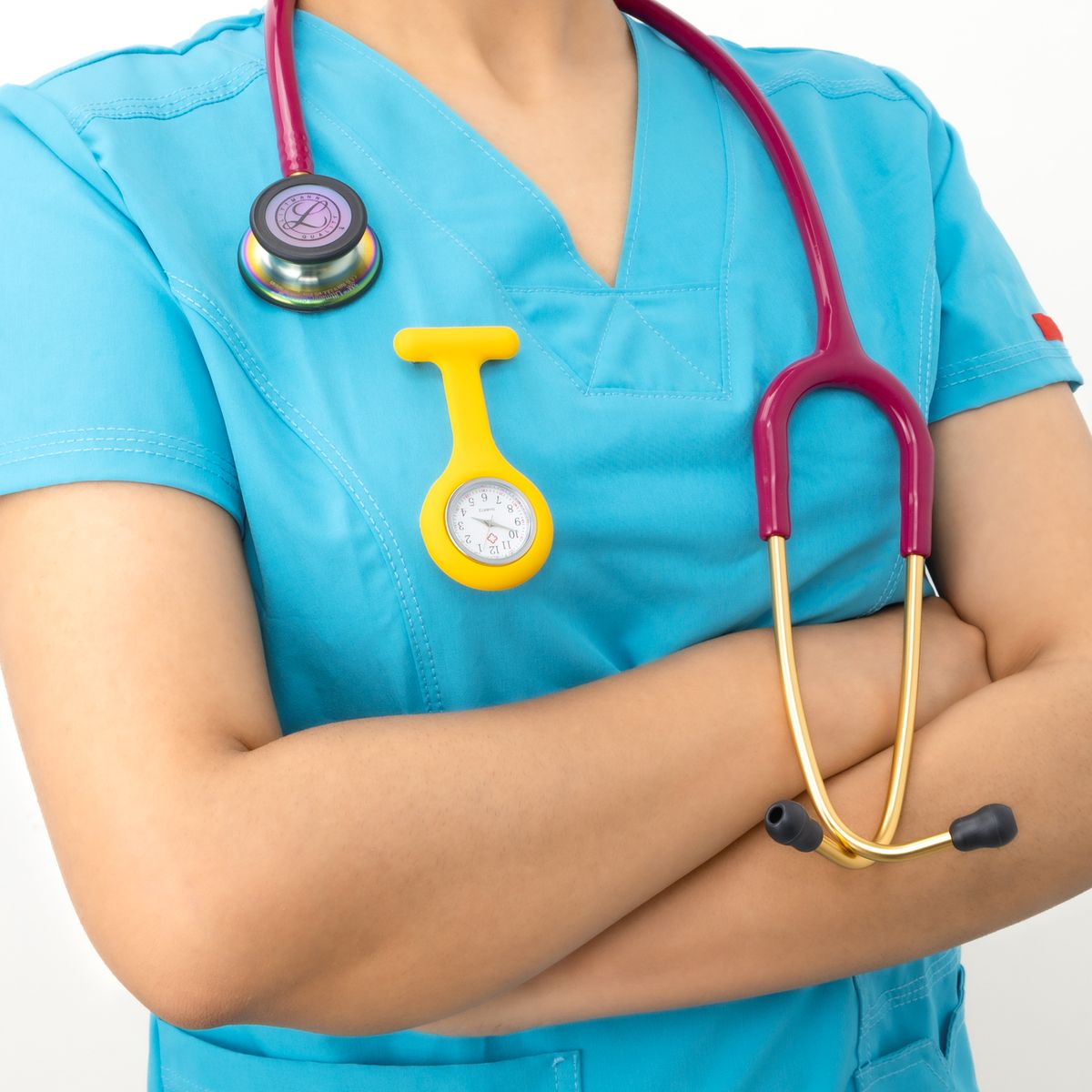 GENERICO - Reloj para Enfermera de Silicona Amarillo con Pin Solapa