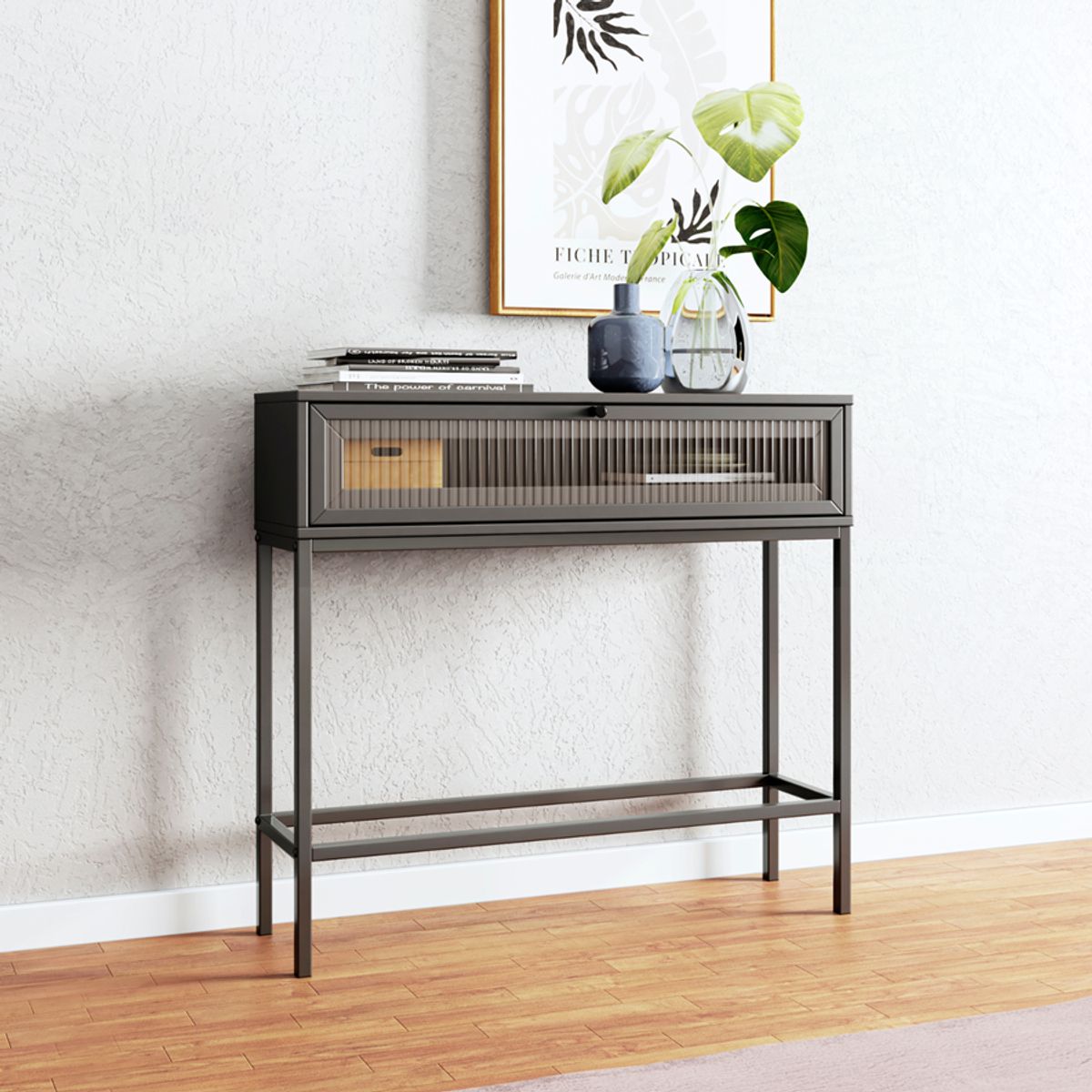 BRV MOVEIS - Consola Rowan 82x25x90 cm Negro