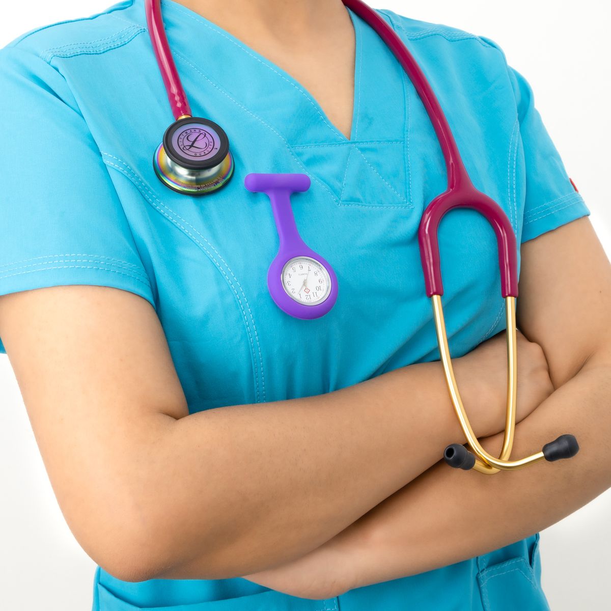 GENERICO - Reloj para Enfermera de Silicona Morado con Pin Solapa