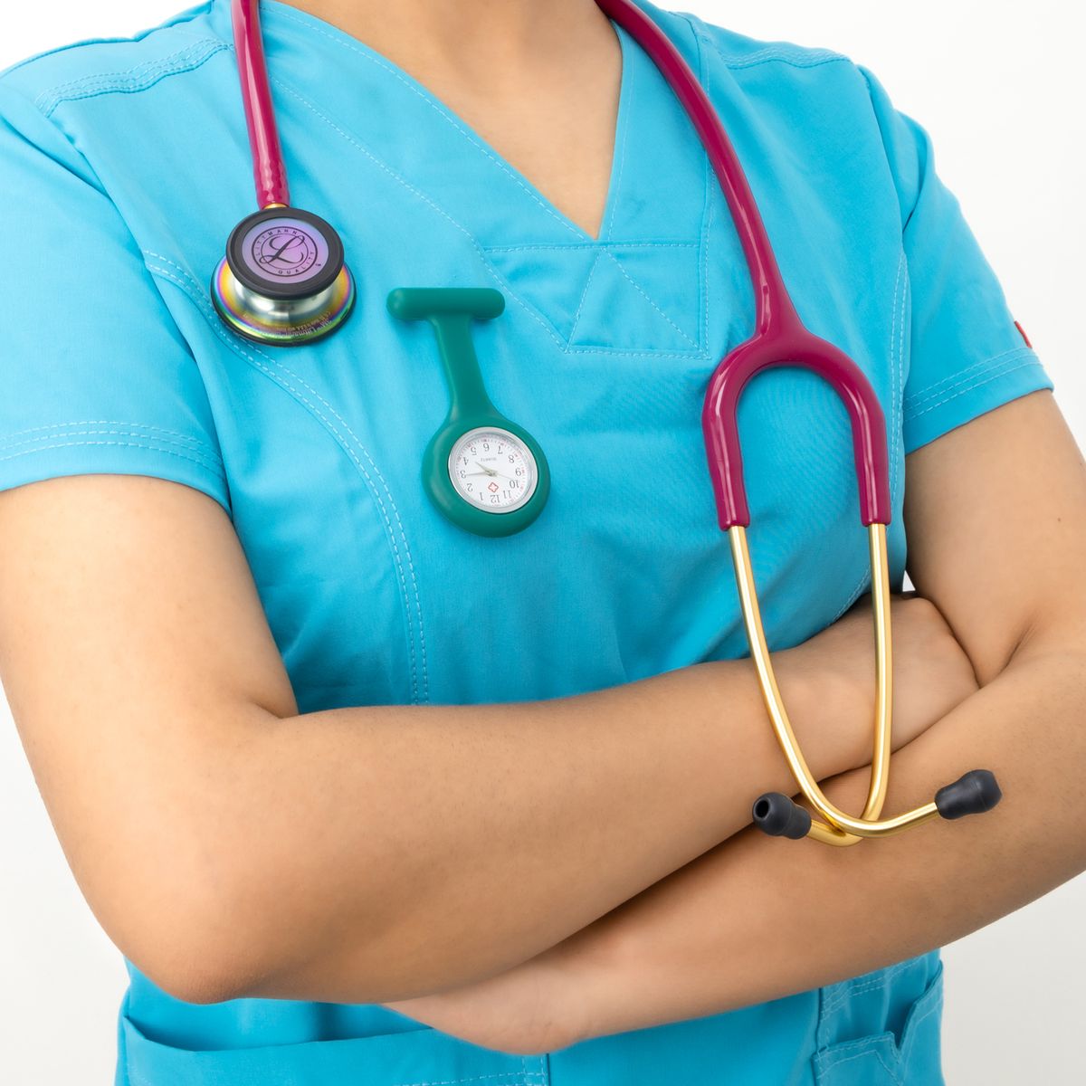 GENERICO - Reloj para Enfermera de Silicona Verde con Pin Solapa