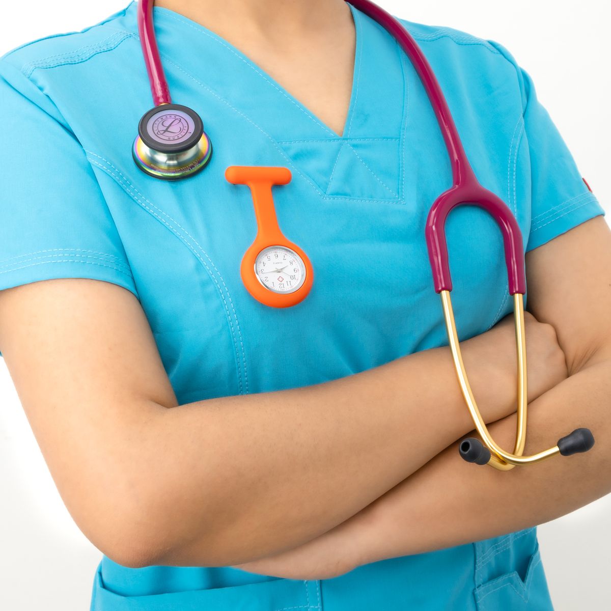 GENERICO - Reloj para Enfermera de Silicona Naranja con Pin Solapa