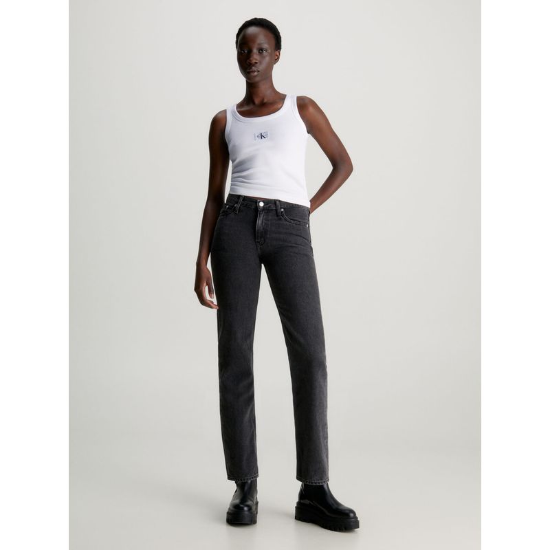 CALVIN KLEIN - TOP WOVEN LABEL RIB TANK TOP CK