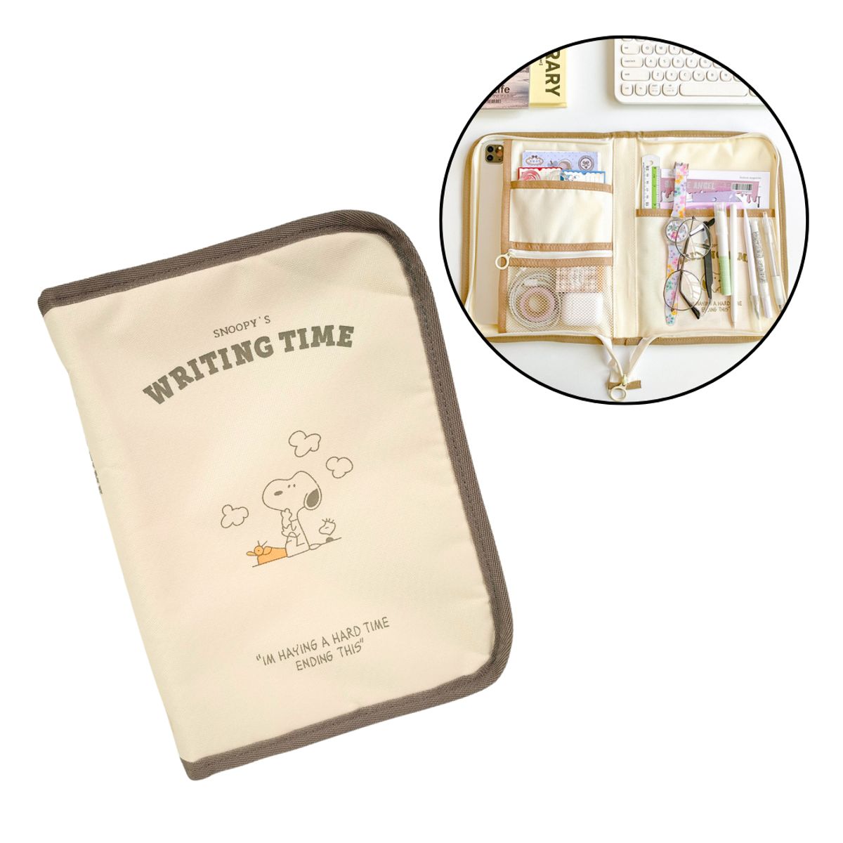 SNOOPY - SNOOPY FUNDA PARA TABLET IPAD - CREMA