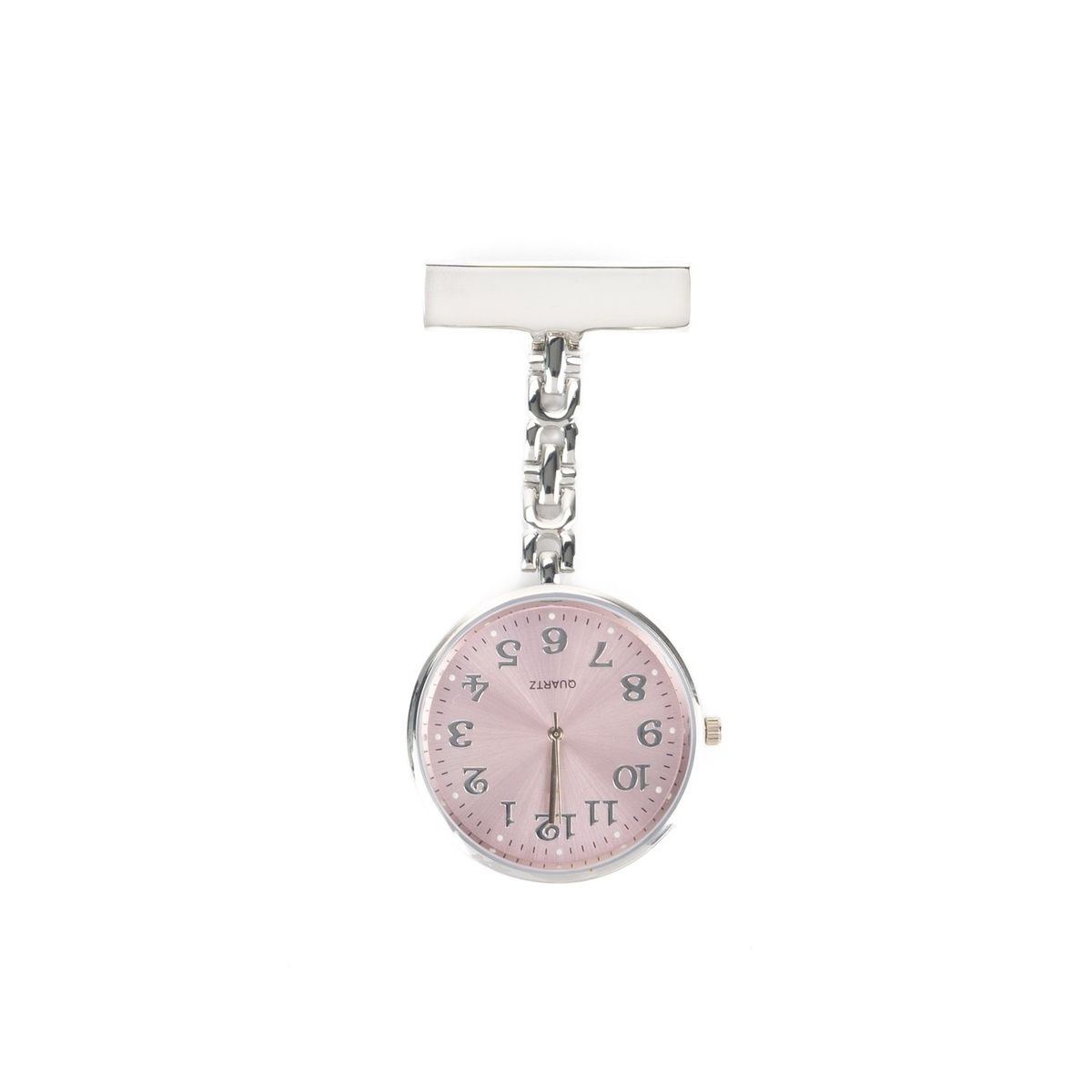 GENERICO - Reloj para Enfermera Elegante Plateado con Rosa con Pin Solapa