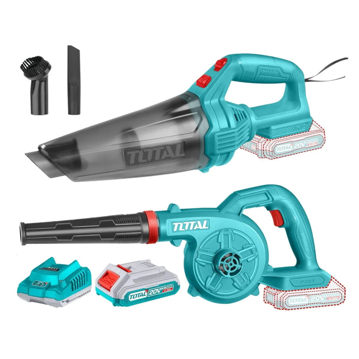 TOTAL TOOLS - Combo Sopladora + Aspiradora incluye batería y cargador Total