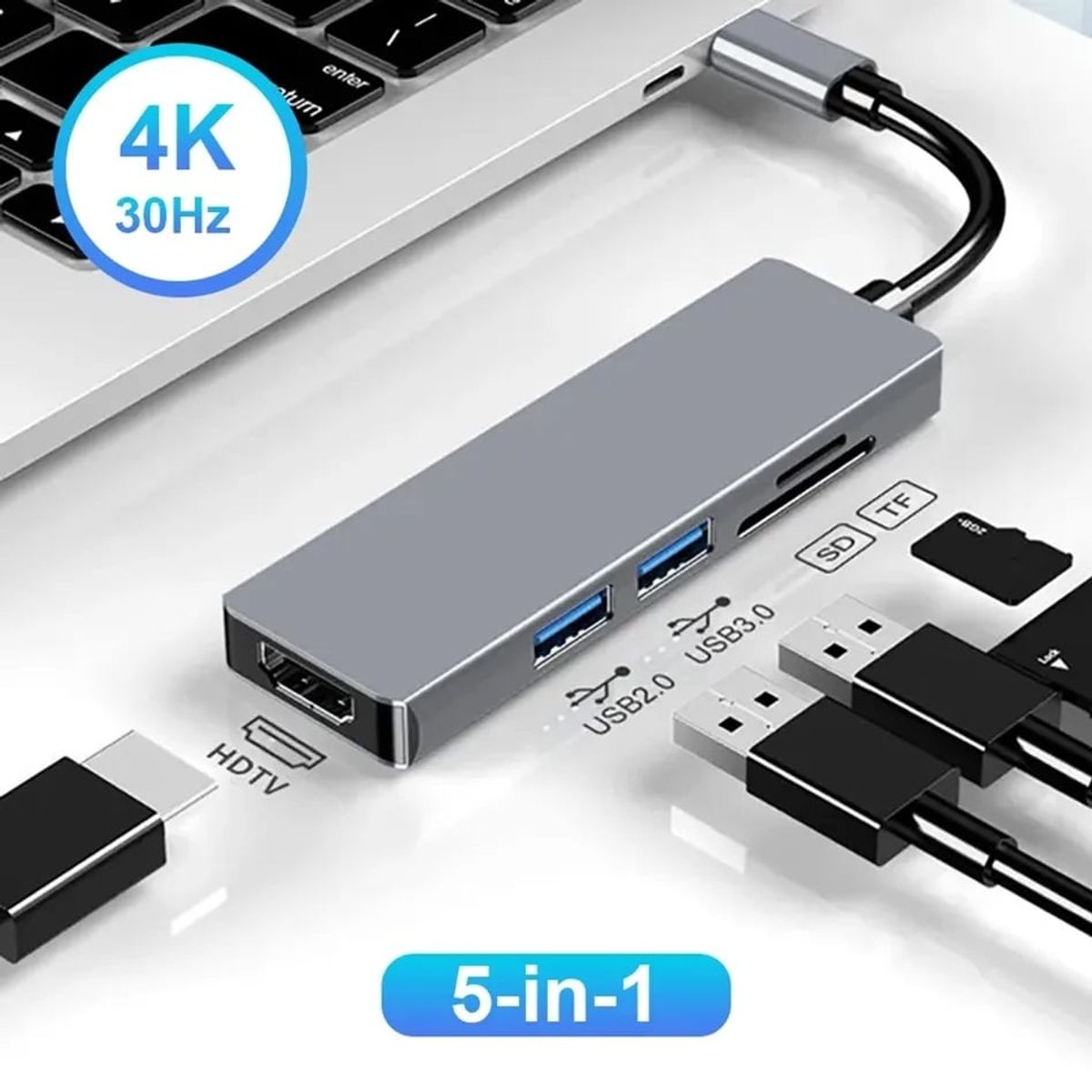 GENERICO - Adaptador Hub USB Tipo C A HDMI 5 En 1 Aoweixun Orvesion