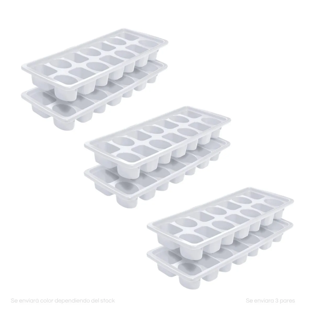 POLINPLAST - Set de 6 bandejas blancas apilables para hielo 14 cubos