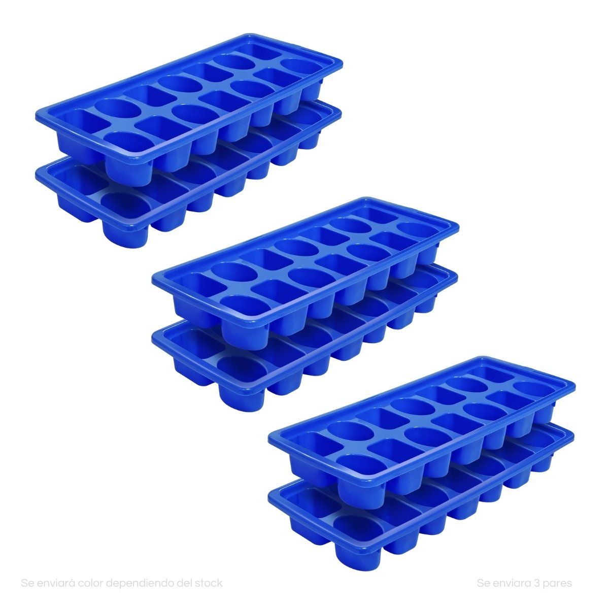 POLINPLAST - Set de 6 bandejas Azul apilables para hielo 14 cubos