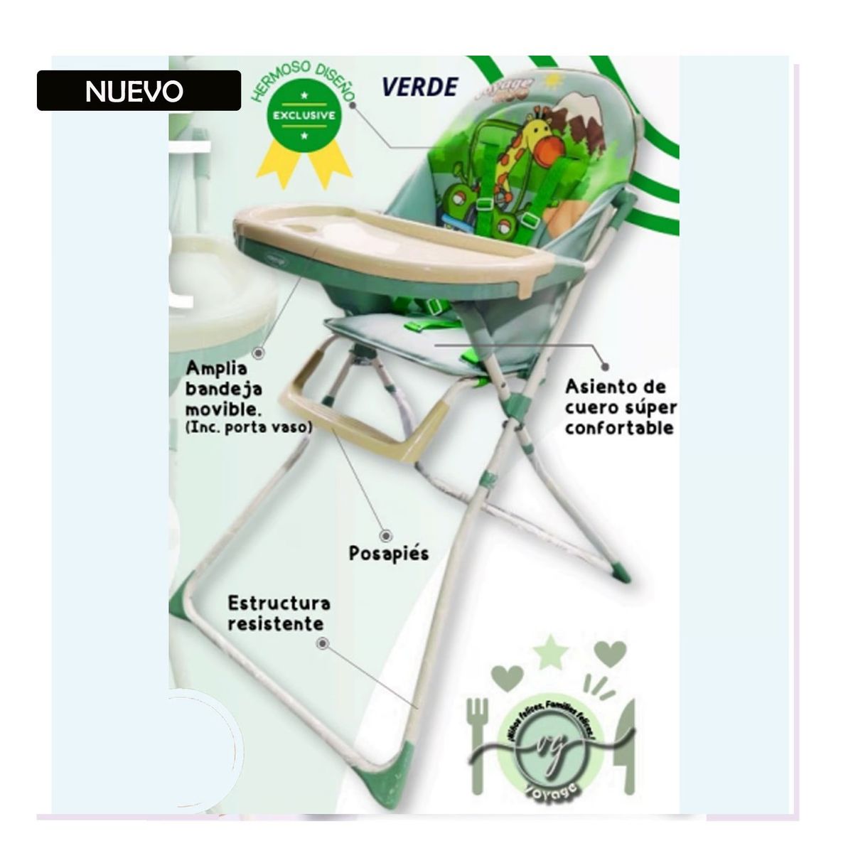 VOYAGE - Silla de Comer Voyage con 5 Puntos de Arnés Verde