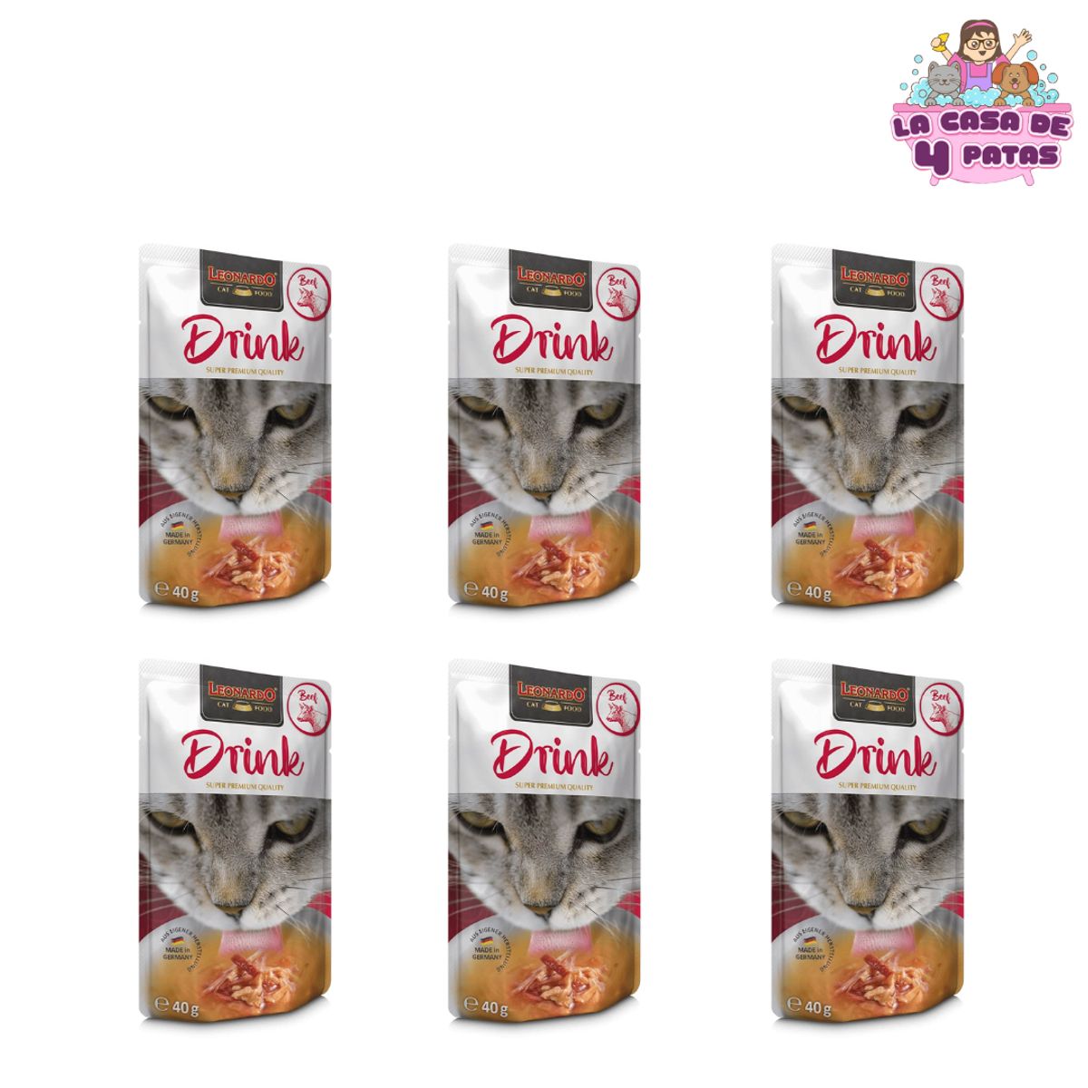 CAT FOOD LEONARDO - PACK 6 LEONARDO DRINK TERNERA x40Gr