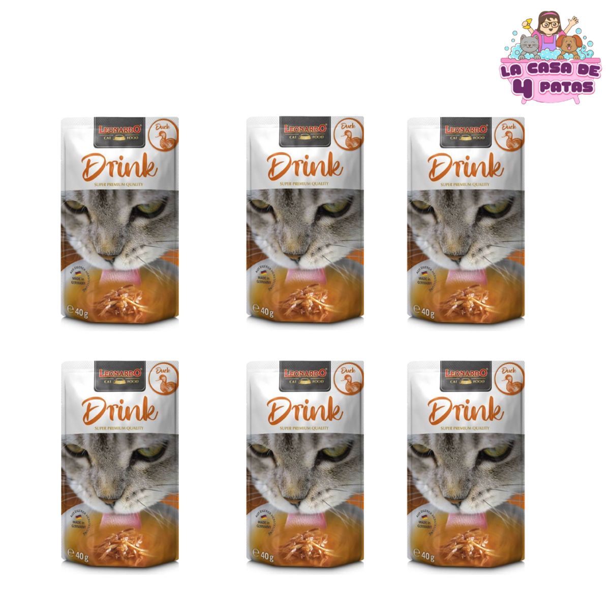 CAT FOOD LEONARDO - PACK 6 LEONARDO DRINK PATO x 40 Gr