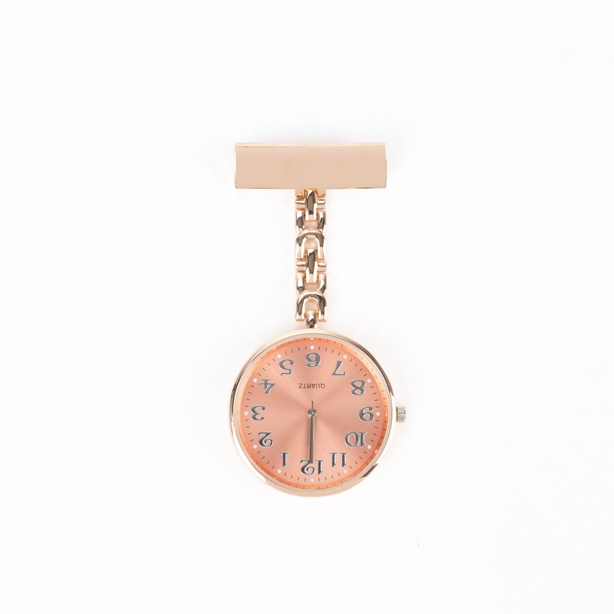 GENERICO - Reloj para Enfermera Elegante Color Oro Rosa con Pin Solapa