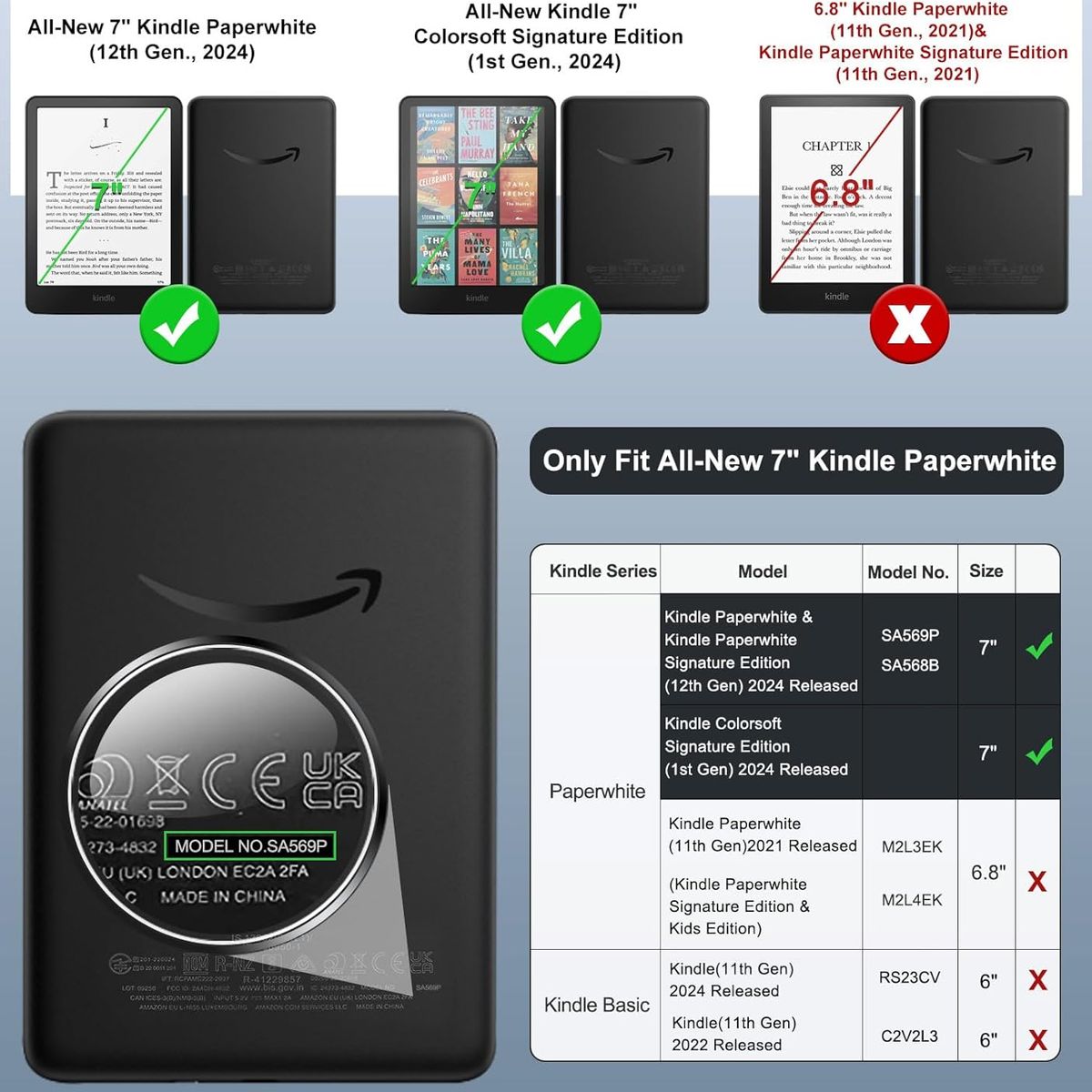 GENERICO - Funda Transparente Kindle Paperwhite 12 & Colorsoft 2024 + Stickers