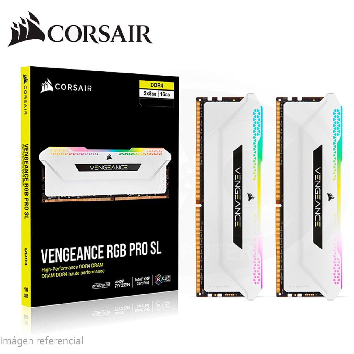 CORSAIR - Memoria Corsair VENGEANCE RGB PRO SL 16GB 2x8GB DDR4 3200Mh C16 Blanco