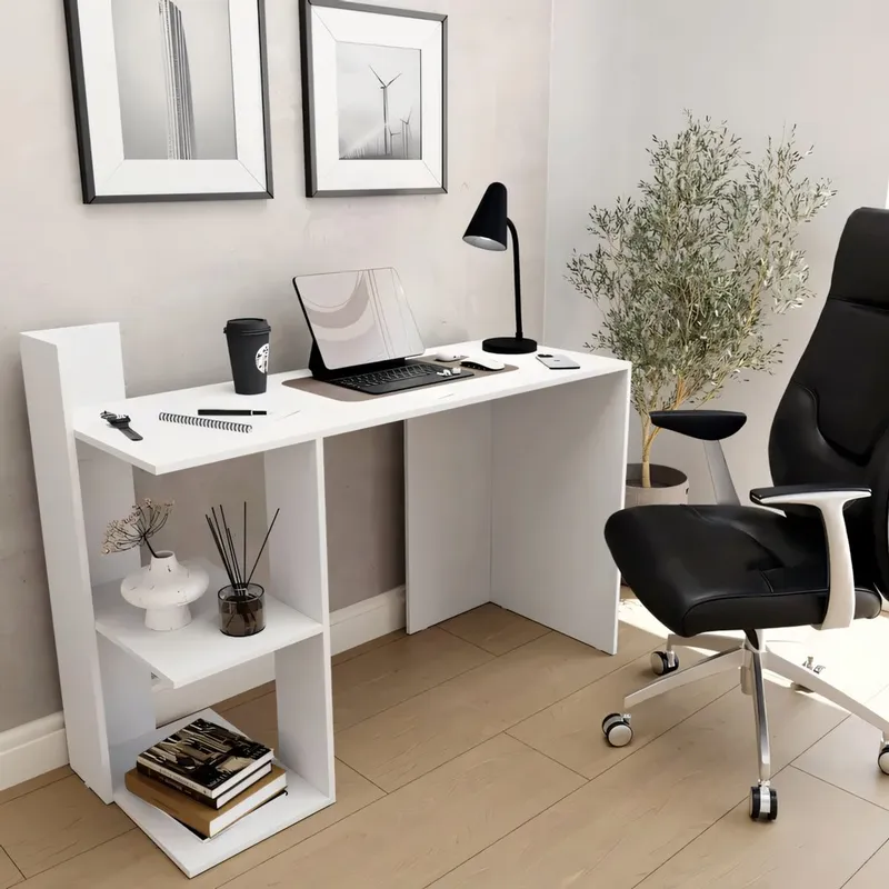 GENERICO - Escritorio Orion 2 Estantes Blanco 120 cm Huk