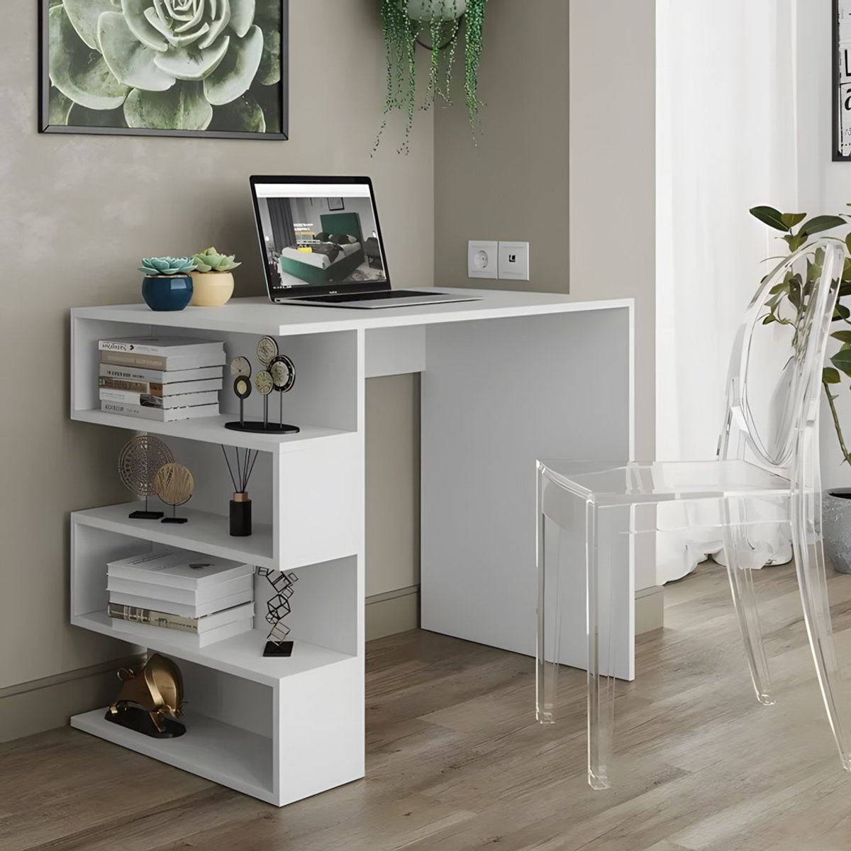 GENERICO - Escritorio Versa Dex 4 Estantes Blanco 120 cm Huk