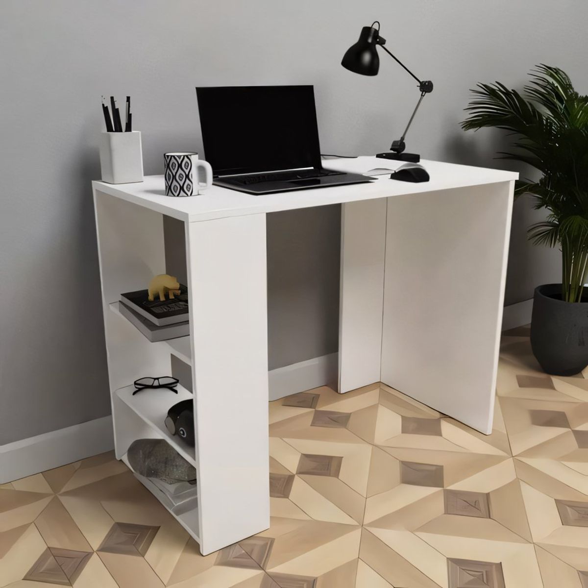 GENERICO - Escritorio NeoSpace 3 Estantes Blanco 120 cm Huk