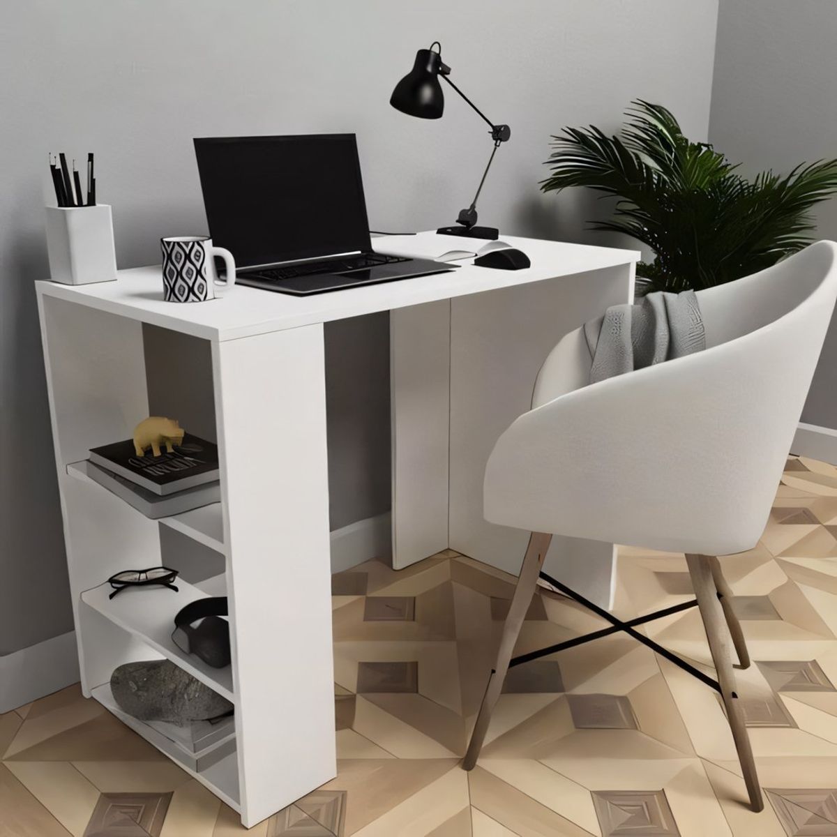 GENERICO - Escritorio NeoSpace 3 Estantes Blanco 120 cm Huk