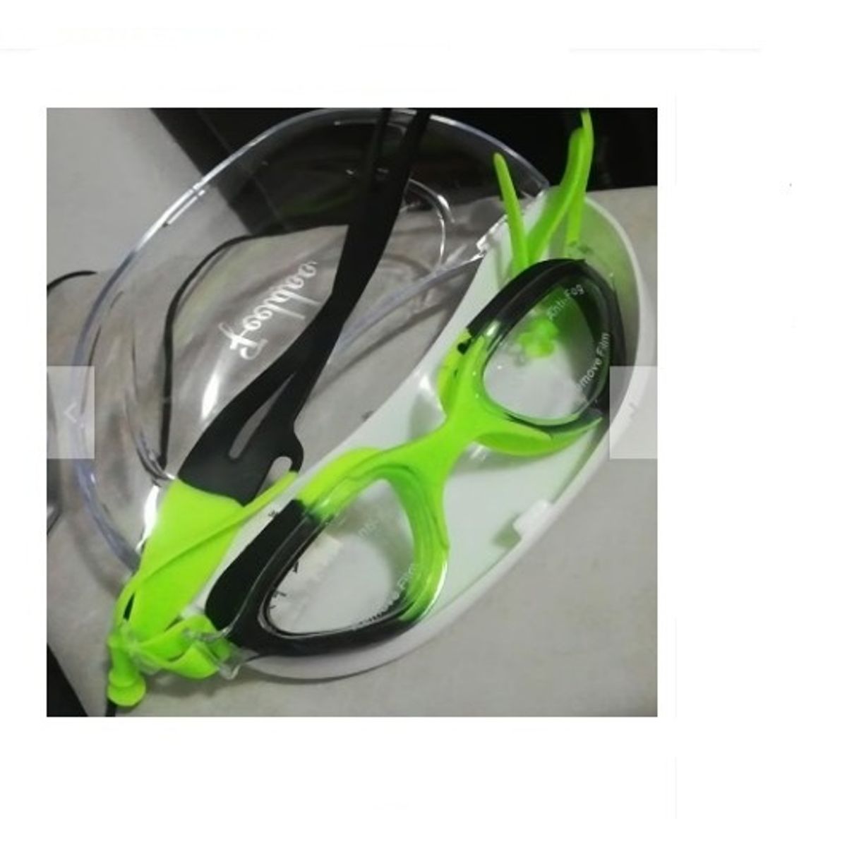 GENERICO - GAFAS DE NATACIÓN UV ANTI FOG TAPA OIDO VERDE CON NEGRO