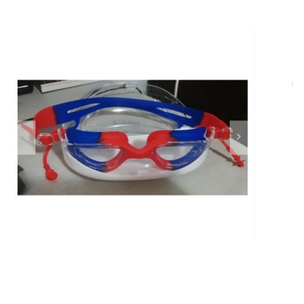 GENERICO - GAFAS DE NATACIÓN UV ANTI FOG TAPA OIDO AZUL CON ROJO