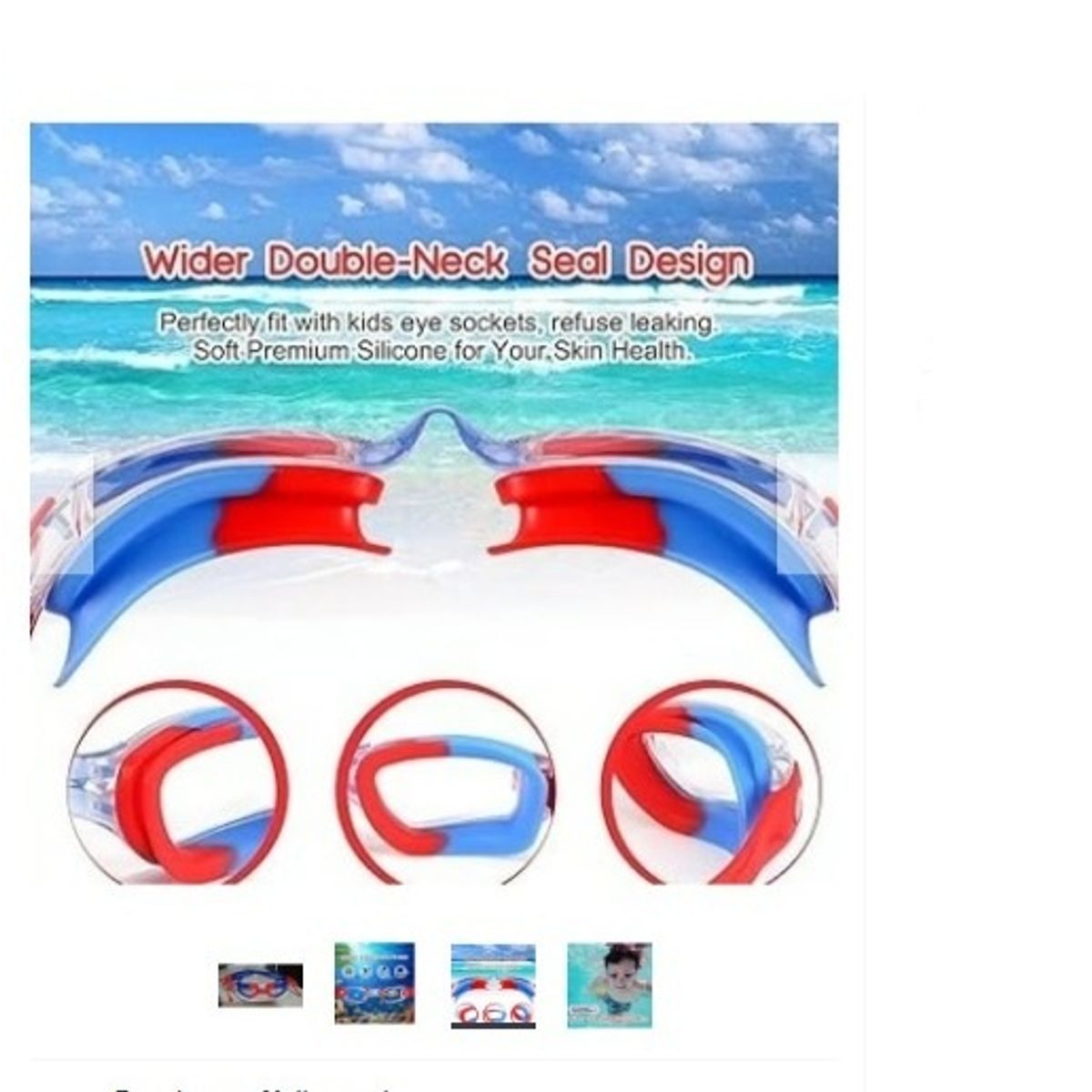 GENERICO - GAFAS DE NATACIÓN UV ANTI FOG TAPA OIDO AZUL CON ROJO