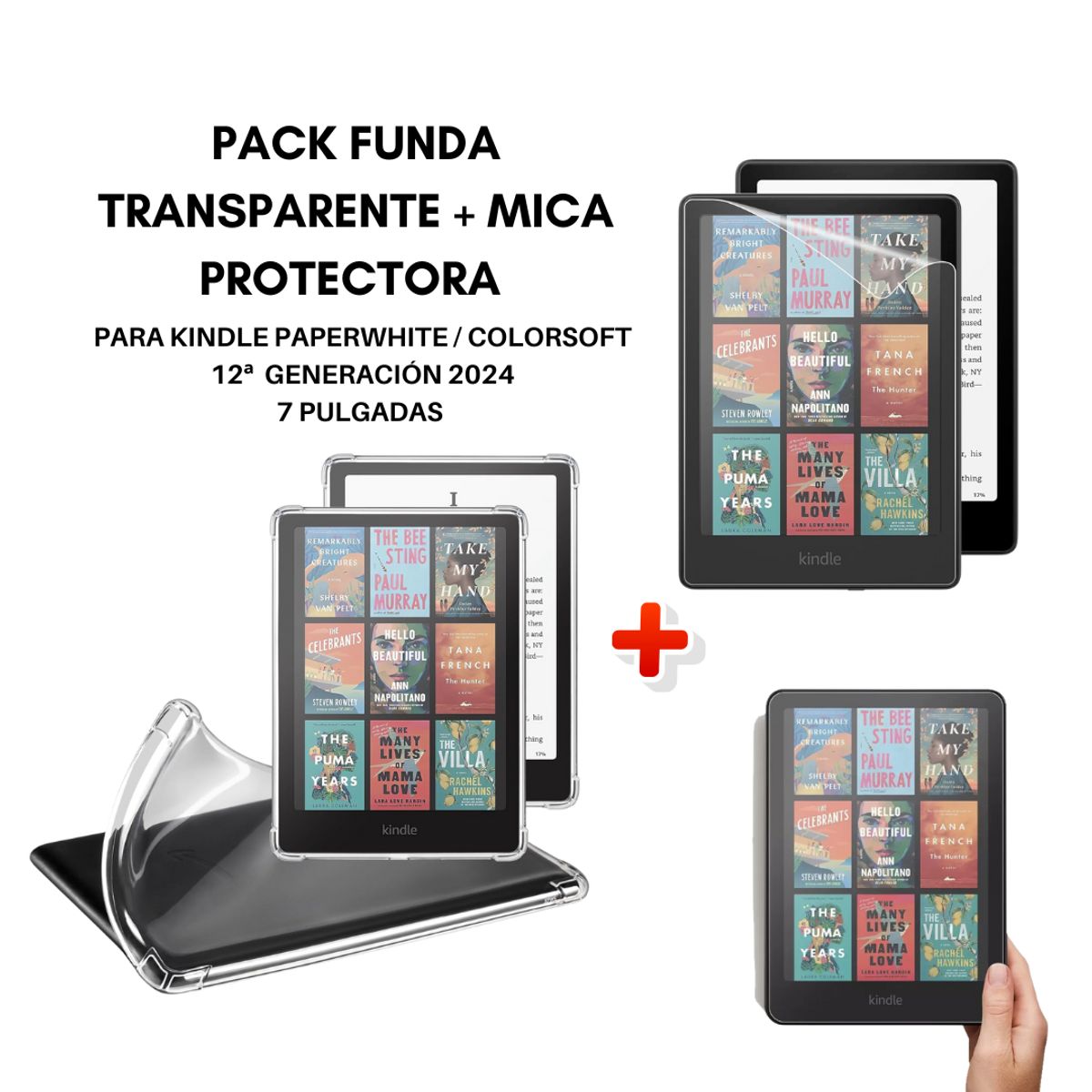 GENERICO - Funda Transparente + Mica para Kindle Paperwhite 7 pulgadas 2024