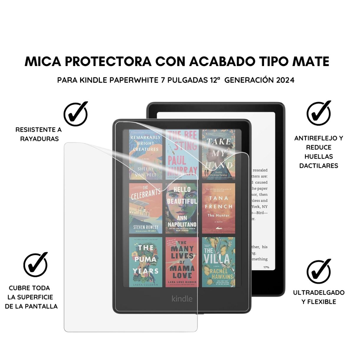 GENERICO - Funda Transparente + Mica para Kindle Paperwhite 7 pulgadas 2024