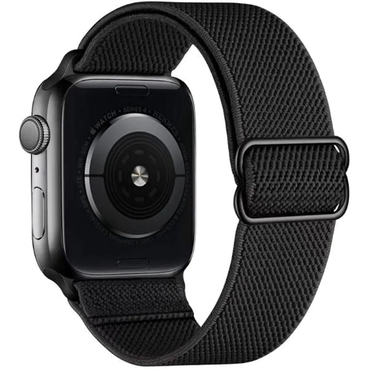 GENERICO - CORREA NYLON + BUMPER PARA APPLE WATCH NEGRO BORDE DORARO 38 MM