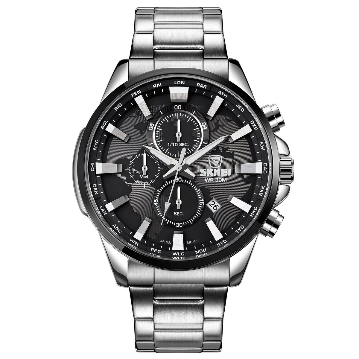 SKMEI - Reloj Skmei 1803 Cronometro Plateado Correa Acero