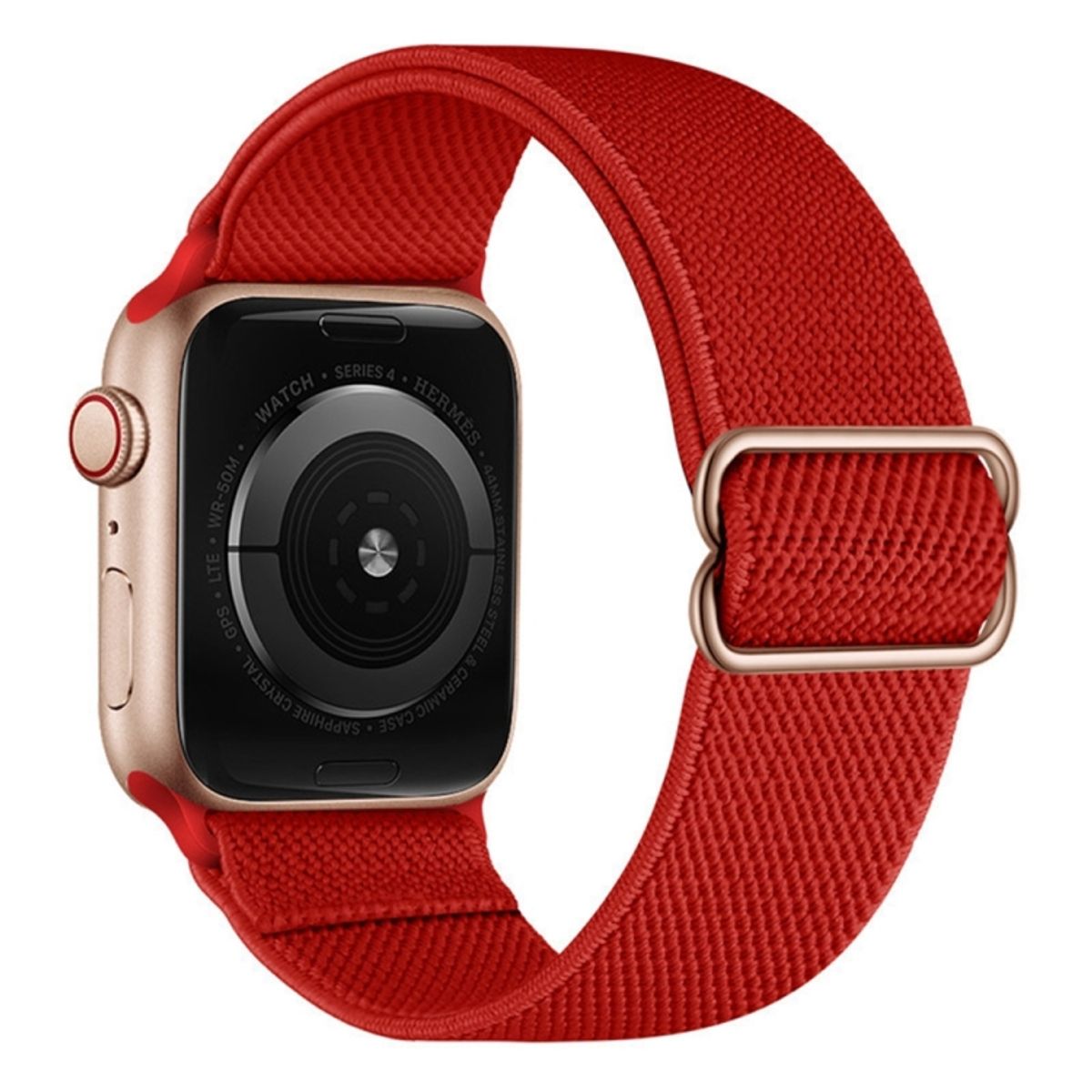 GENERICO - CORREA NYLON + BUMPER PARA APPLE WATCH ROJO BORDE DORARO 40 MM