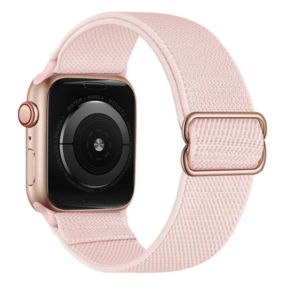 GENERICO - CORREA NYLON + BUMPER PARA APPLE WATCH ROSADO BORDE DORARO 40 MM