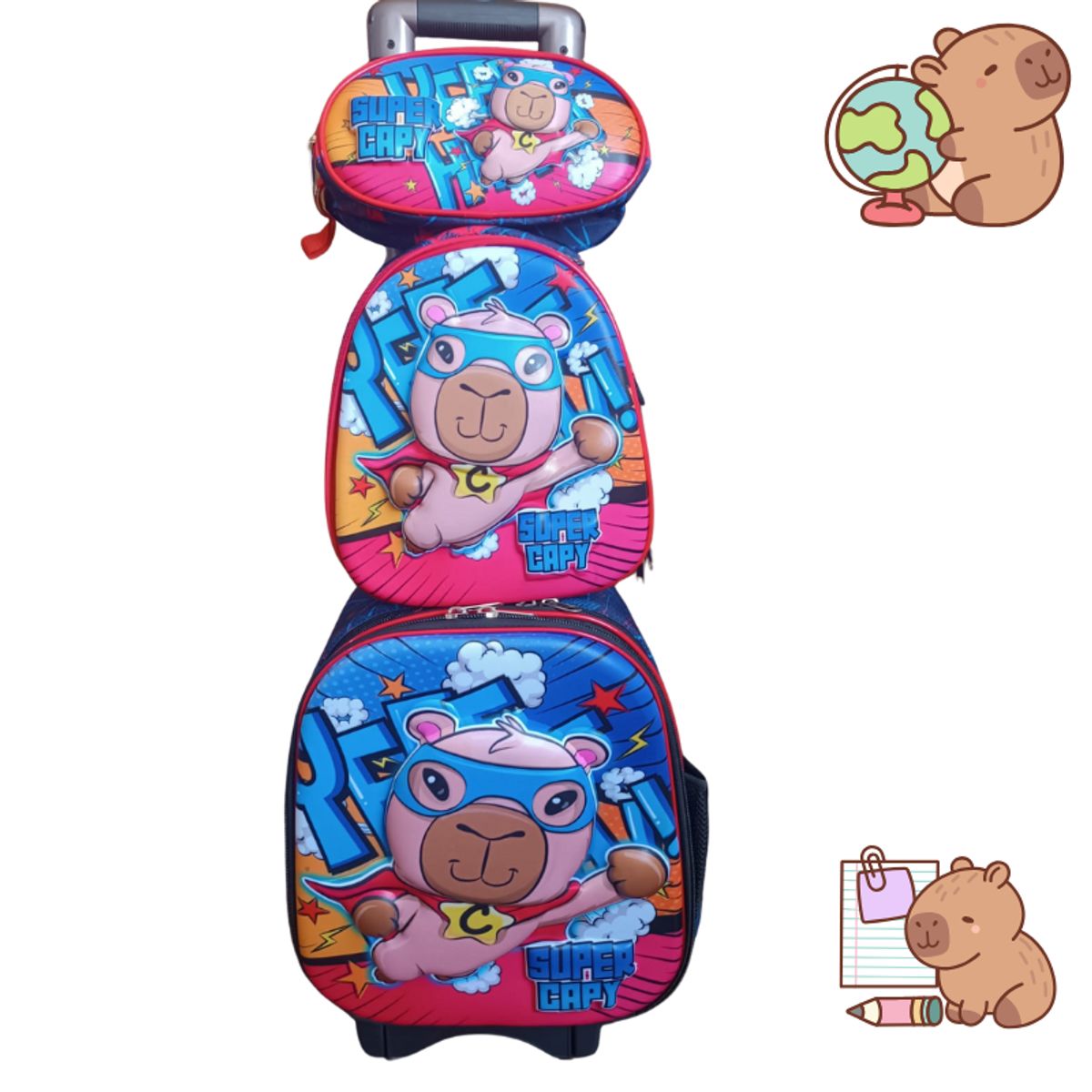 GENERICO - MOCHILA CAPIBARA SUPER  TRES PIEZAS