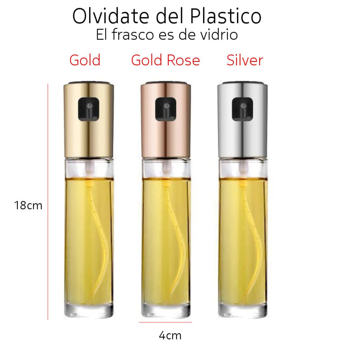 GENERICO - Spray Pulverizador Aceite Oliva Cocina Botella Vidrio Rosa