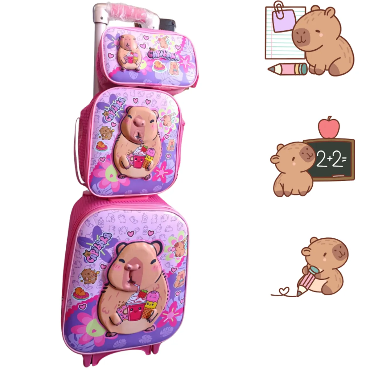 GENERICO - MOCHILA CAPIBARA  TRES PIEZAS