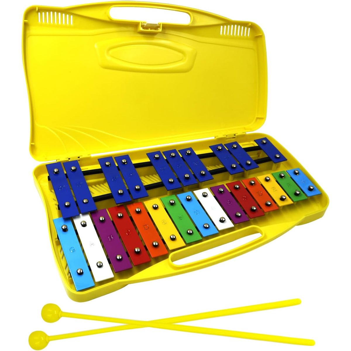 GENERICO - Metalófono Cromático 25 Notas 2 Octavas con Baqueta-Amarillo