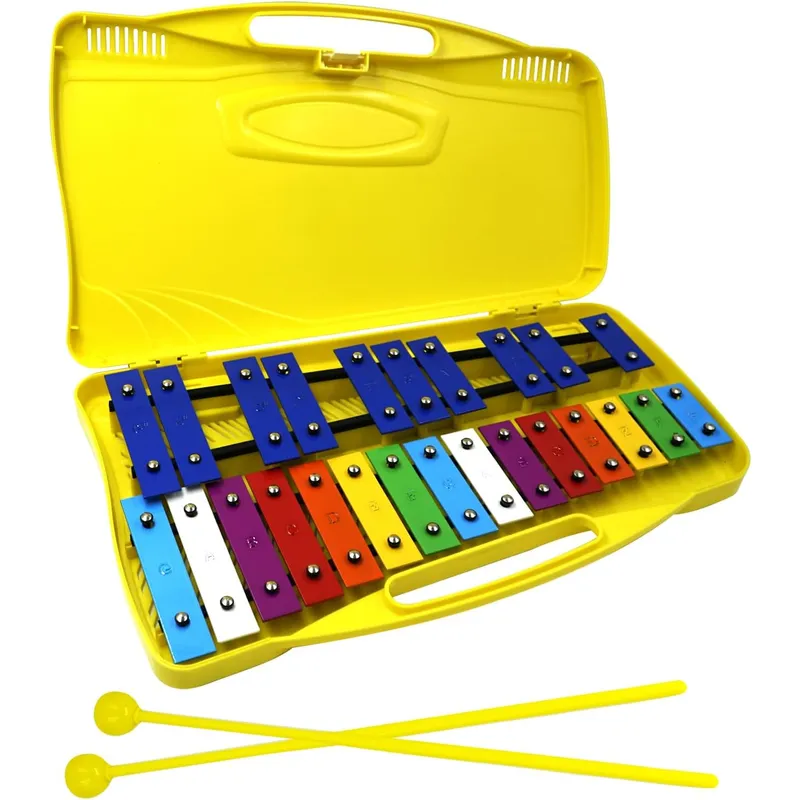GENERICO - Metalófono Cromático 25 Notas 2 Octavas con Baqueta-Amarillo